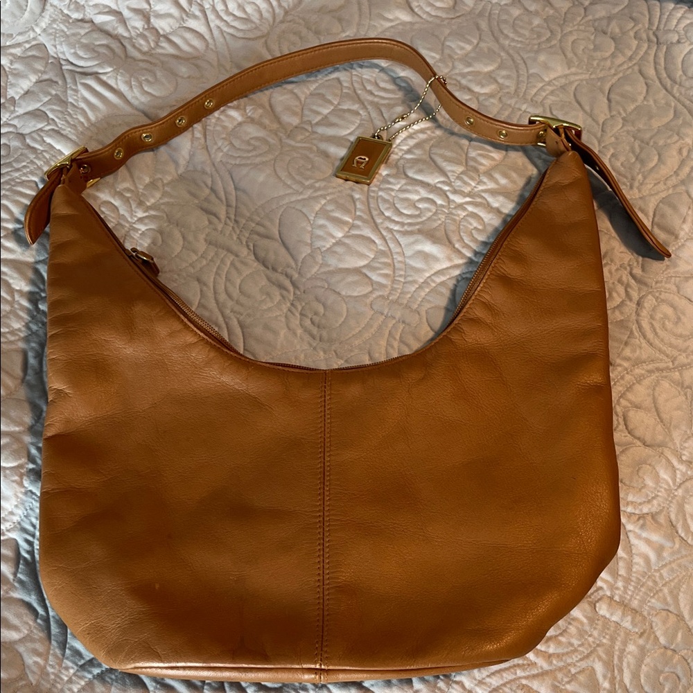 Etienne Aigner Caramel Leather Hobo Bag